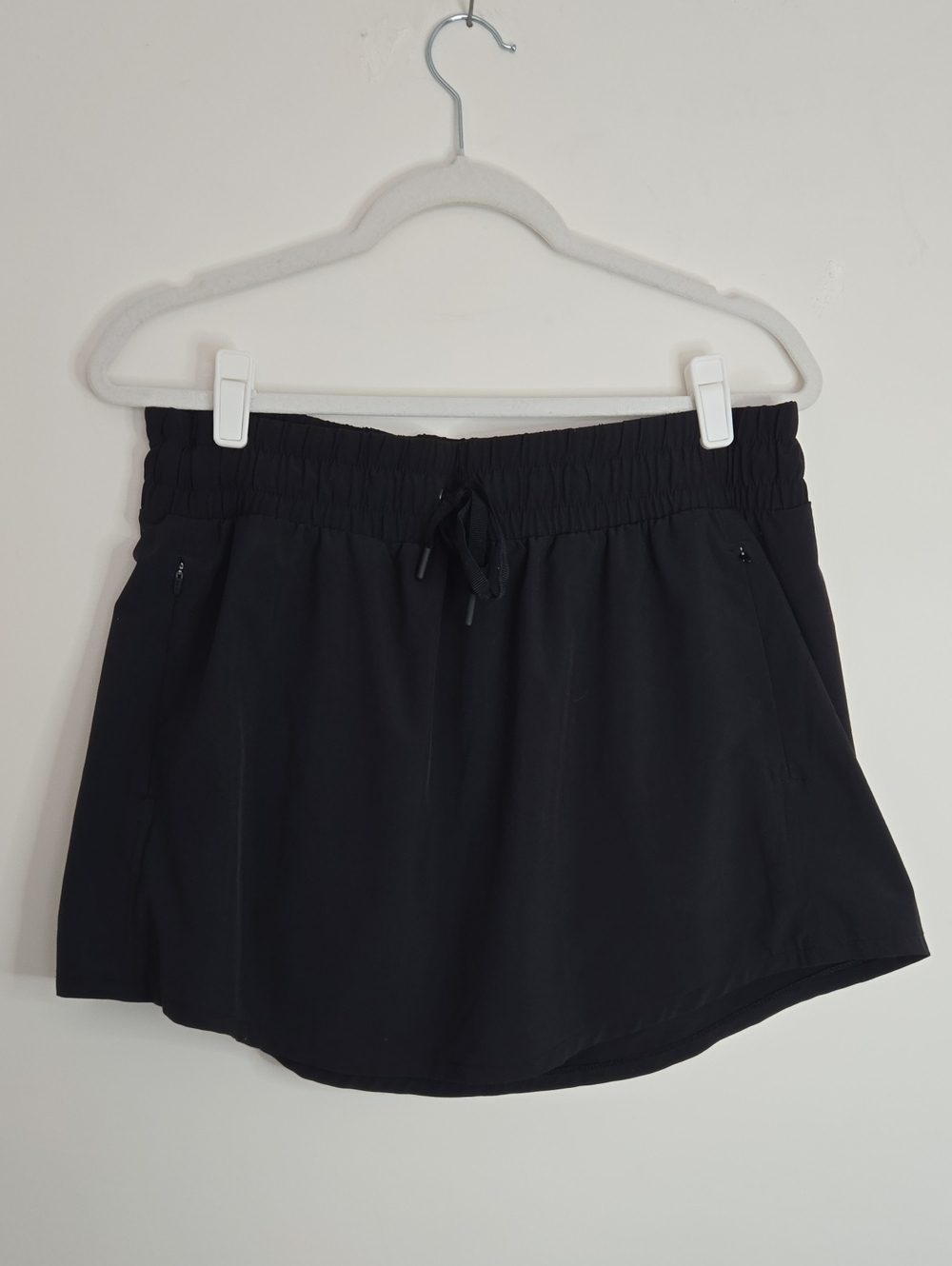All in Motion Black Drawstring A line Active Skirt zip pockets Pickleball L